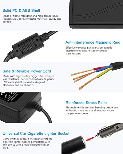ALITOVE AC to DC Converter 12V 5A 60W 110V to 12V Converter Cigarette Lighter Adapter to Wall Plug 120V AC to DC Adapter for Small Car Vacuum Massager Fan MP3 Car Charger and Other Devices Under 60W - Image 5