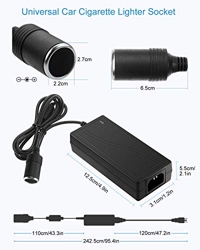 ALITOVE AC to DC Converter 12V 5A 60W 110V to 12V Converter Cigarette Lighter Adapter to Wall Plug 120V AC to DC Adapter for Small Car Vacuum Massager Fan MP3 Car Charger and Other Devices Under 60W - Image 3
