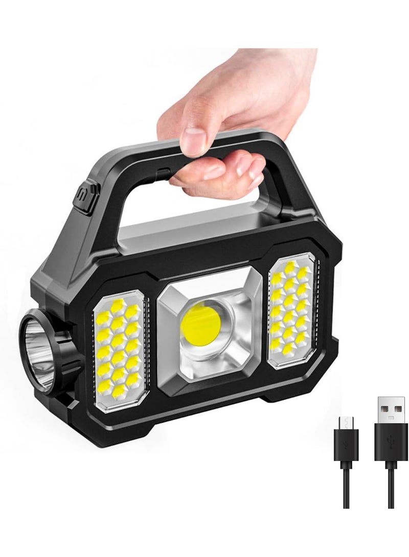 Kingone Emergency Solar-powered Flashlight, Portable Multi-functional USB Rechargeable LED Spotlight, 6 Lighting Modes, Waterproof Design, Ideal for Outdoor Camping or Emergencies - Image 1
