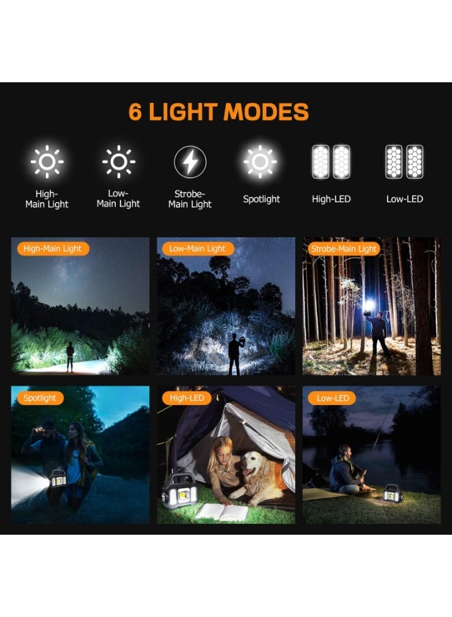 Kingone Emergency Solar-powered Flashlight, Portable Multi-functional USB Rechargeable LED Spotlight, 6 Lighting Modes, Waterproof Design, Ideal for Outdoor Camping or Emergencies - Image 3