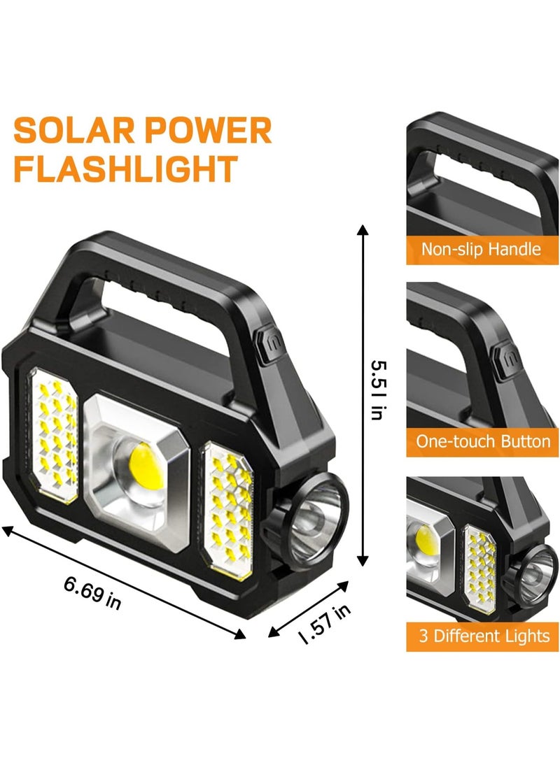 Kingone Emergency Solar-powered Flashlight, Portable Multi-functional USB Rechargeable LED Spotlight, 6 Lighting Modes, Waterproof Design, Ideal for Outdoor Camping or Emergencies - Image 4