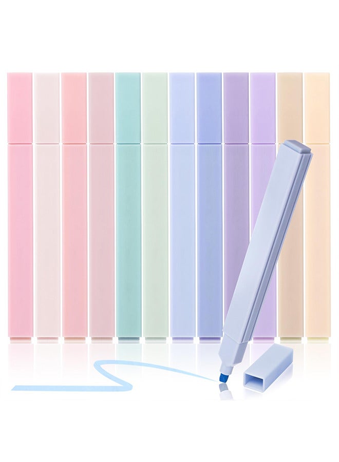 12 Pcs Assorted Colors with Chisel Tip, No Bleed Pastel and Aesthetic Highlighter for Study Journaling Planner - Image 1