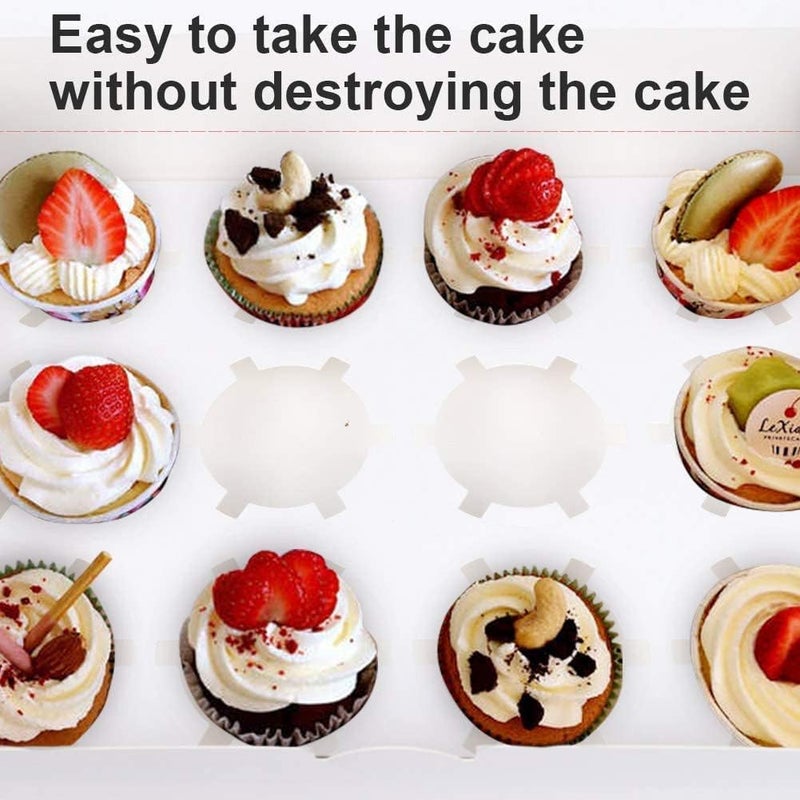 Rarapop 6 Pack Cupcake Boxes Hold 12 Standard Cupcakes, Food Grade Cupcake Holders Bakery Carrier Boxes with Windows and Inserts for Cupcakes, Muffins and Pastries - Image 4
