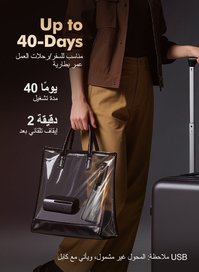 بزفوي خيط مائي محمول لتنظيف الأسنان: لطيف على اللثة الحساسة، بتقنية محرك ثنائي السرعة، جهاز irrigador dental بخمسة أوضاع للتقويم والعلاج التقويمي، مقاوم للماء بمعيار IPX7، لاسلكي ومناسب للسفر، باللون الأسود. - Image 4