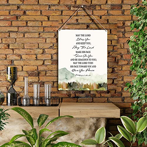YCYD Christian Inspirational Wall Art May The Lord Bless You And Keep You Christian Blessing Quote Wall Decor Religious Gifts Wall Decor Christian Bible Verse Wall Art Wooden Hanging Sign 8 x 10 Inches - Image 2