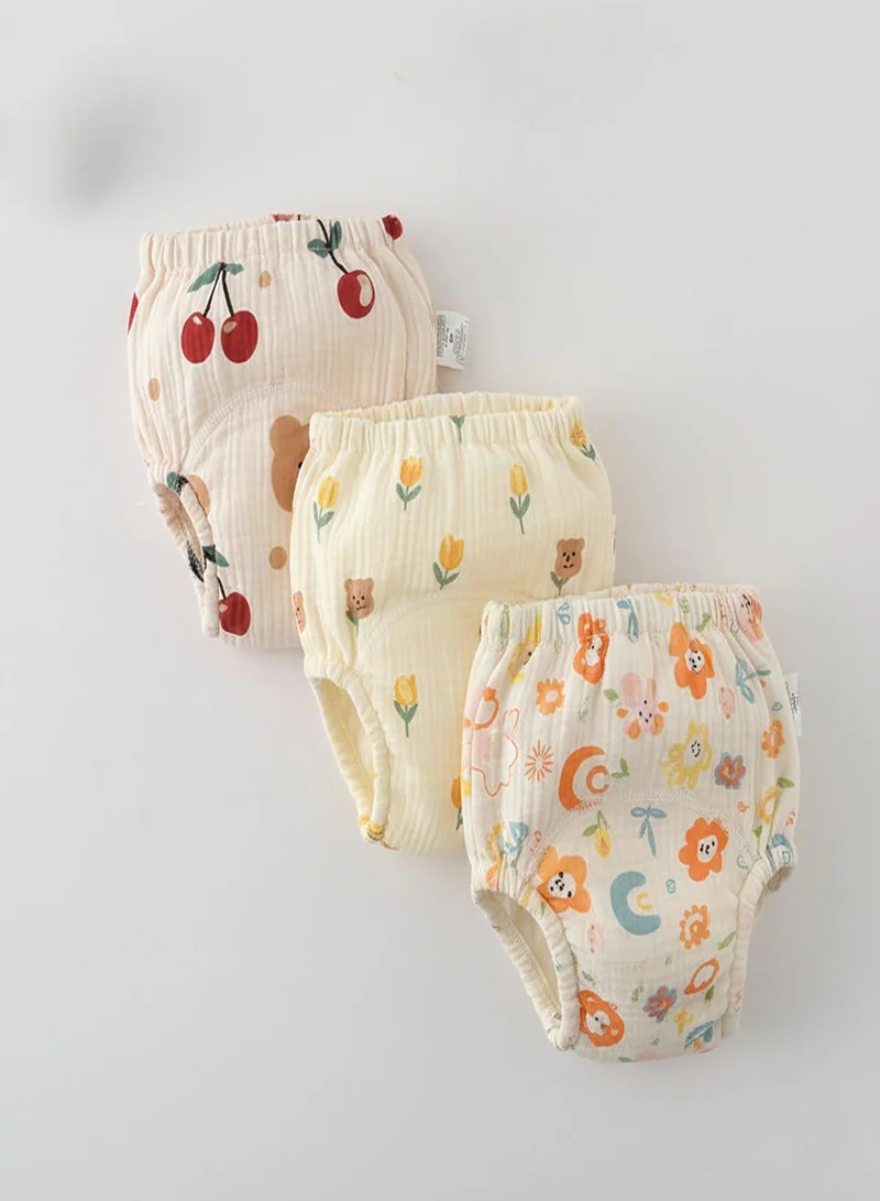 babyqlo Muslin Bear Floral Potty Training Pants Set of 3