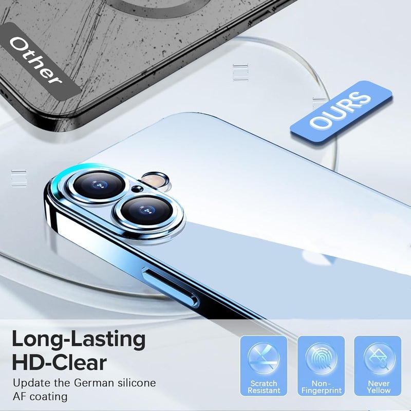 VONZEE Electroplated Transparent Clear Transparent Cover for iPhone 16, TPU Cover, Full Body & Individual Camera Protection Bumper Cases for Men & Women (Sierra Blue) - Image 4