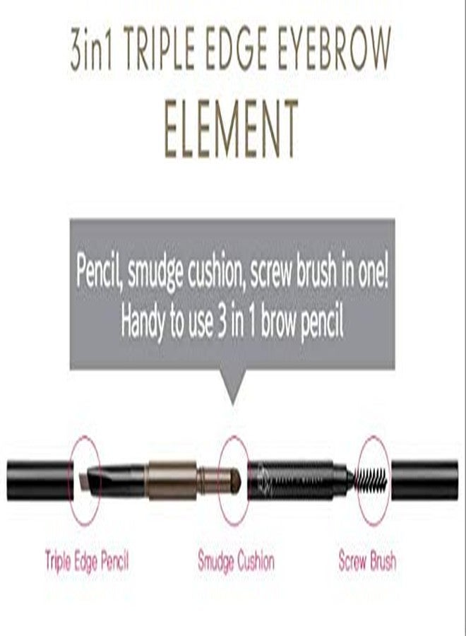 BOM 3 in 1 Triple Edge Eyebrow Pencil with Blender and Spoolie Long Lasting Waterproof, Dark Brown - Image 3