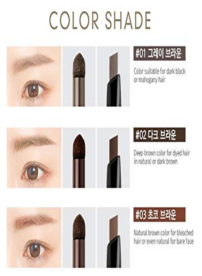 BOM 3 in 1 Triple Edge Eyebrow Pencil with Blender and Spoolie Long Lasting Waterproof, Dark Brown - Image 2