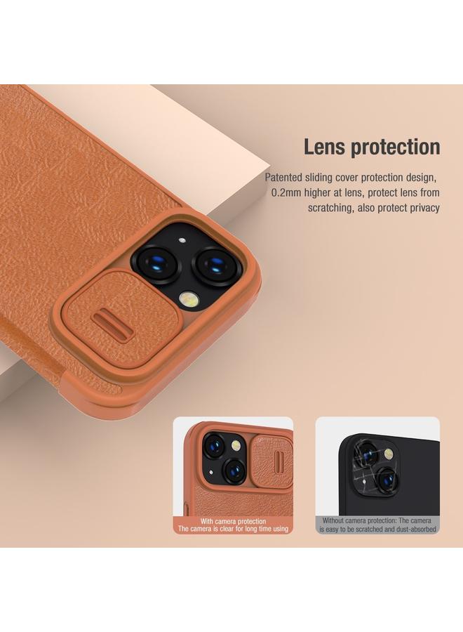 نيلكين جراب لهاتف iPhone 14 Plus QIN Series Pro جراب جلدي بنمط Crazy Horse - Image 5