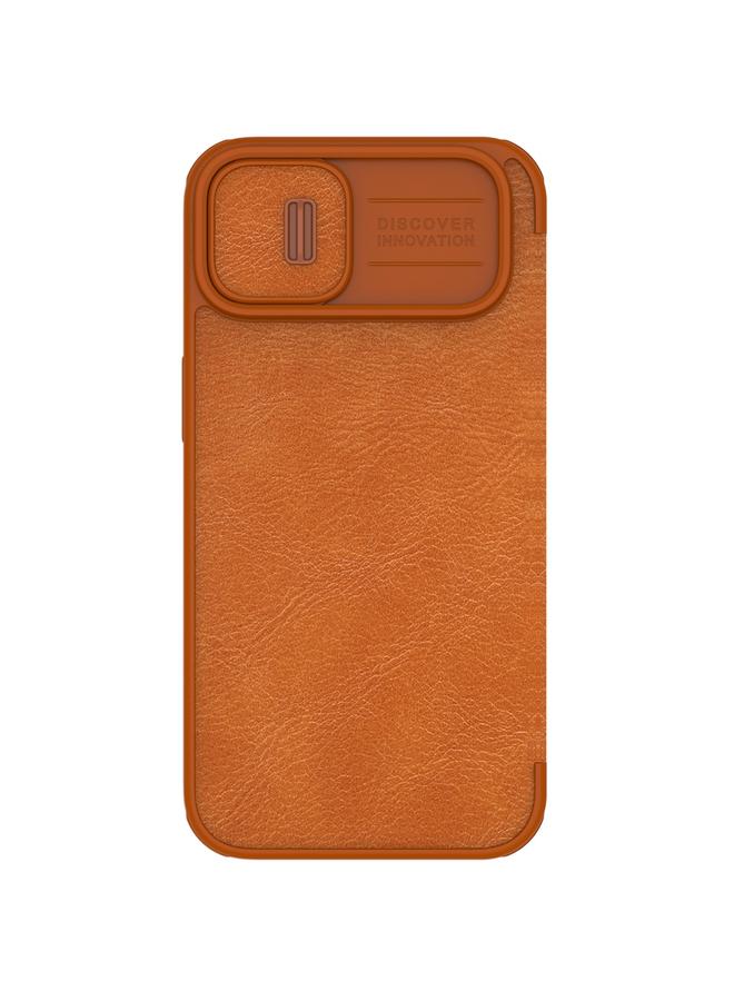 نيلكين جراب لهاتف iPhone 14 Plus QIN Series Pro جراب جلدي بنمط Crazy Horse - Image 1