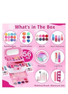 Rightsure Children's Makeup Set Girls Cosmetic Bag Children Girls with Portable Makeup Box (Including Lipstick), Toys Children's Party Birthday Gift  - Image 4