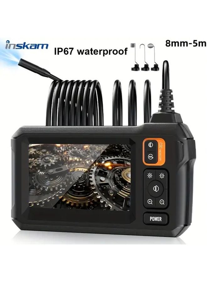 Orange 8mm HD Industrial Endoscope 196.85 Inch Camera For Vehicle Machine Inspection - Image 1