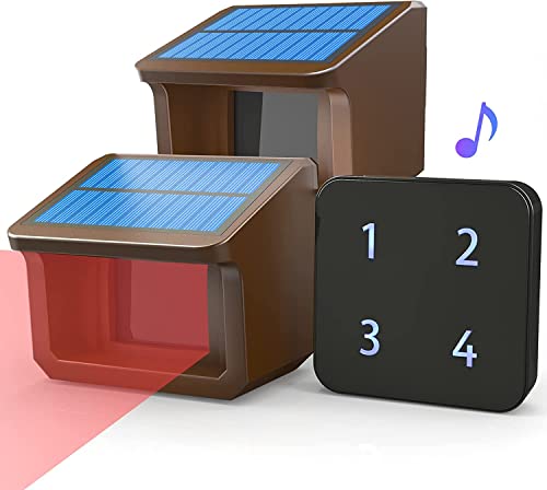 HTZSAFE Driveway Alarm HTZSAFE 12Mile Solar Driveway Alarm System Up to 70FT Wide Sensor Range Fully Weatherproof Outdoor Motion SensorDetector DIY Security Alert System1 Receiver and 2 Sensors KIT - Image 1