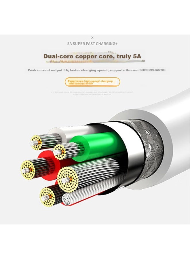 trendsetter Compatible With Huawei Type-c Data Cable, 5a Fast Charging, For P70/60/50/40, Enjoyment 60/x/50z/20pro/nova9, Honor Play6t/x30/x40, Smartphone Charging Cable - Image 3