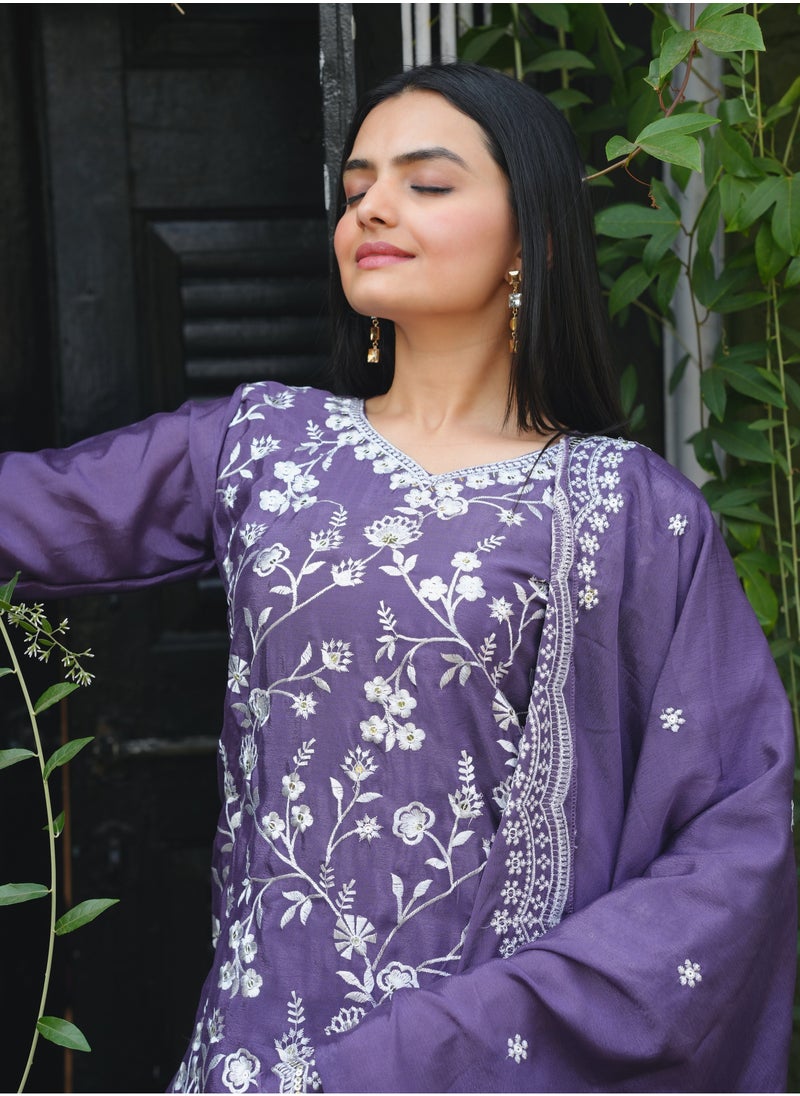 Generic Presenting a new designer embroidered Chinnon Sharara suit with sequence embroidered work  - Image 5