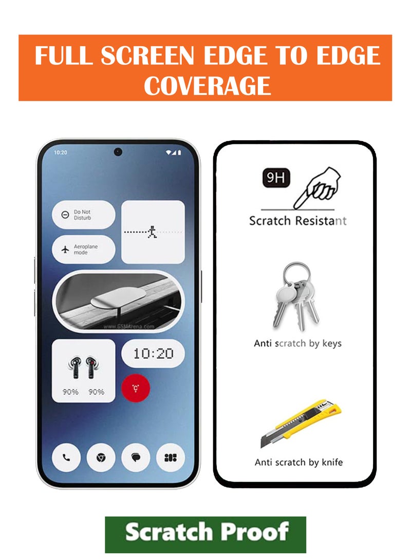 حماية شاشة زجاجية مقسّاة لهاتف Nothing Phone 2A - حواف متقدمة بلا حدود، مقاومة للكسر، استجابة عالية، شفافية أعلى، سهلة التركيب، مقاومة للخدوش وخالية من الفقاعات - سوداء - Image 2