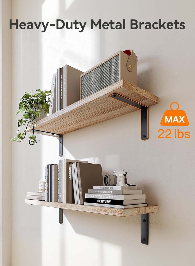 LEOKOR 3 Pieces Floating Shelves with Storage Basket, Bathroom Shelves Over Toilet Wall Mounted, Floating Shelves Farmhouse Shelf Home Organization, Rustic Wall Decor (Brown)  - Image 4