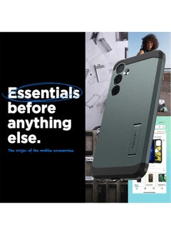 Spigen غطاء حماية متين لهاتف سامسونج جالاكسي A35 مع إسفنج فائق التأثير - أخضر غامق  - Image 2