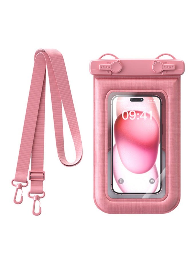 JCB CHIC Floating IPX8 Waterproof Phone case Touch Screen 2 Pack,Adjustable Lanyard Phone Pouch,Cellphone Dry Bags Pvc Universal Diving Phone Bag For Outdoor Travel(D012-3 pink)  - Image 1