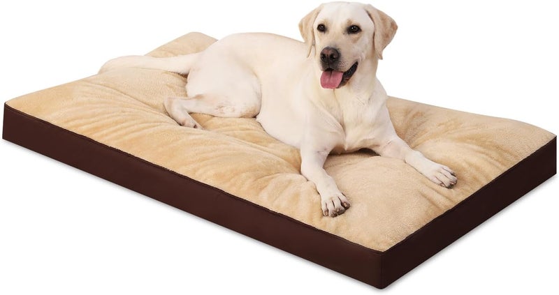 Dog Crate Bed Waterproof Deluxe Plush Dog Beds with Removable Washable Cover Anti-Slip Bottom Pet Sleeping Mattress for Large, Medium, Jumbo, Small Dogs, 41 x 27 inch, Brown - Image 1