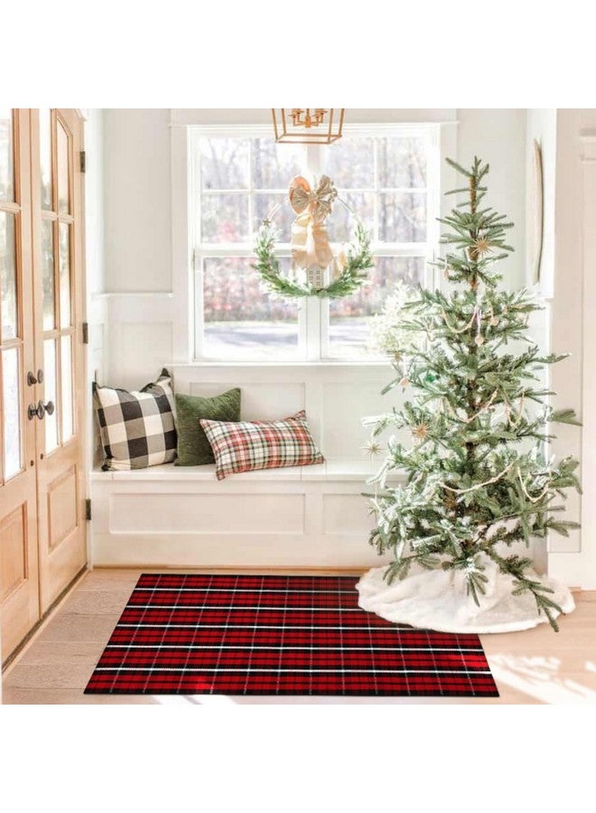 LEEVAN Buffalo Plaid Door Mat 3'x 5', Black and Red Plaid Porch Outdoor Rug, Farmhouse Washable Welcome Mat, Reversible Checkered Rug Cotton Woven Carpet for Front Door/Entryway - Image 5