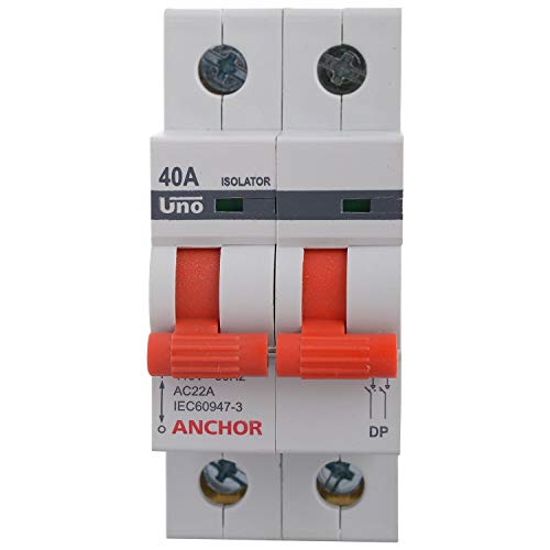 Anchor by Panasonic UNO by Panasonic Polycarbonate UNO Series 40Amps Dual Pole Isolator (White) - Image 1