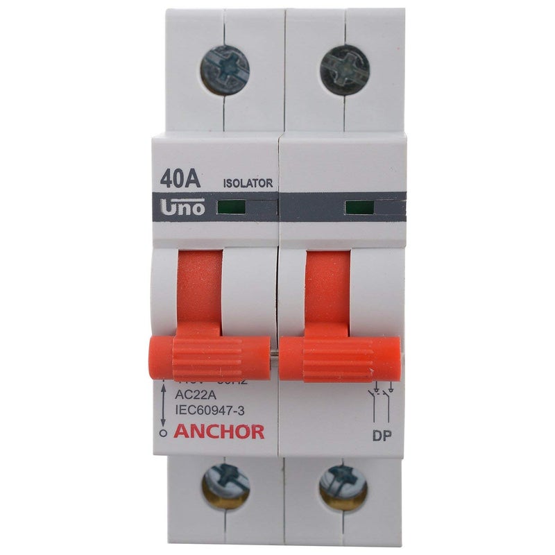 Anchor by Panasonic UNO by Panasonic Polycarbonate UNO Series 40Amps Dual Pole Isolator (White) - Image 4