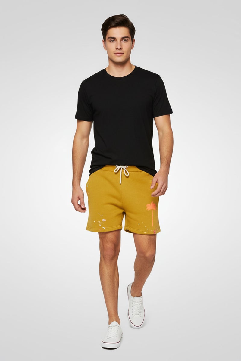 Palm Angels Men Drawstring Graphic Print Basic Shorts, Bright Olive - Image 2
