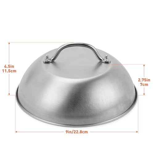 ZBXFCSH Compatible with Blackstone 5555 Stainless Steel 9" Griddle Melting Cheese Dome Wok Lids- Commercial Grade Basting and Steaming Cover- Best for Use in Flat Top Grills, 0.6mm Thickness-2 Domes - Image 2