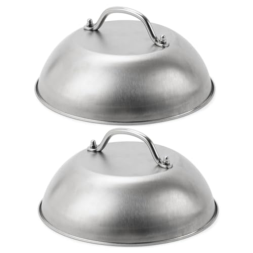 ZBXFCSH Compatible with Blackstone 5555 Stainless Steel 9" Griddle Melting Cheese Dome Wok Lids- Commercial Grade Basting and Steaming Cover- Best for Use in Flat Top Grills, 0.6mm Thickness-2 Domes - Image 1