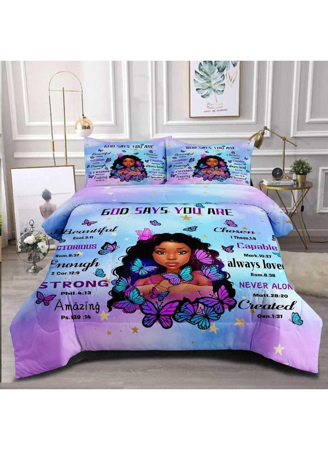 Generic CKOU CCOO Black Girl Magic Comforter Set Twin for Kids Teens  - Image 1