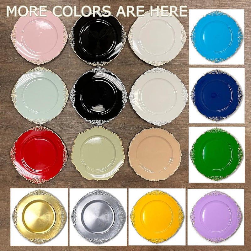allgala Heavy Quality Round Charger Plates  Chargers for Dinner Plates  Set of Charger Plates for Table Decor  Ideal for Weddings Thanksgiving Parties  Holidays  Floral Green 13Inch 6Pack - Image 3