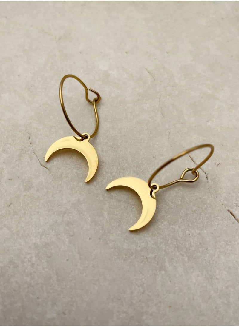 Clé de Lune - Golden Moon Hoop Earrings - Image 1