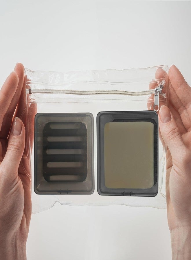 Vonpri Travel Soap Container with Draining Layer, Square Soap Dish Bar Soap Holder for Shower with Lid Soapbox Bathroom Soap Dishes fit Dr Squatch Bars for Traveling Vonpri (Transparent Black) - Image 4