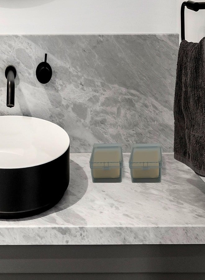 Vonpri Travel Soap Container with Draining Layer, Square Soap Dish Bar Soap Holder for Shower with Lid Soapbox Bathroom Soap Dishes fit Dr Squatch Bars for Traveling Vonpri (Transparent Black) - Image 2