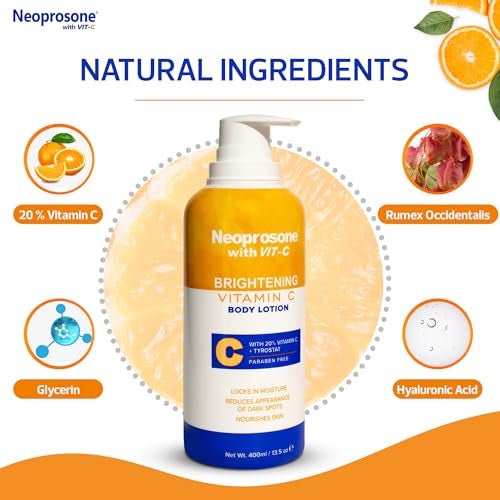 Neoprosone Brightening Body Lotion 135 Fl Oz 400ml Formulated to Fade Dark Spots on Elbows Knees Neck Body and Intimate Parts with Tyrostat Shea Butter Vitamin C Vitamin E - Image 3