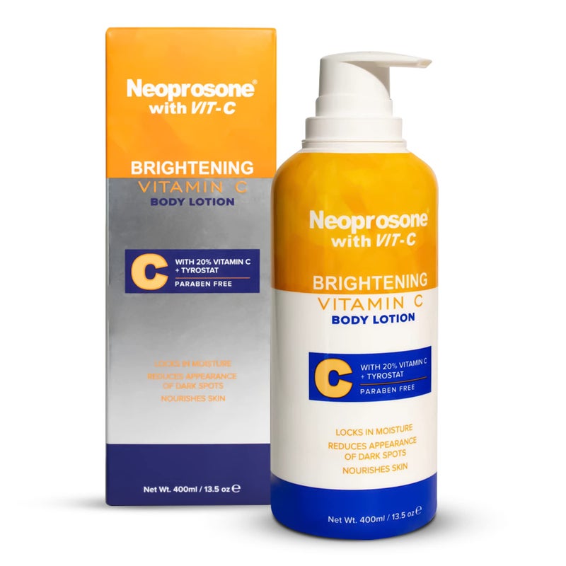 Neoprosone Brightening Body Lotion 135 Fl Oz 400ml Formulated to Fade Dark Spots on Elbows Knees Neck Body and Intimate Parts with Tyrostat Shea Butter Vitamin C Vitamin E - Image 2