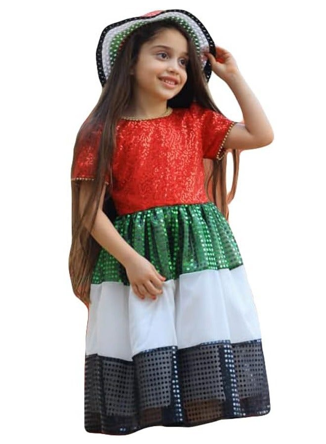 Lamora Glitters Traditional UAE National Day Flag Dress  - Image 1