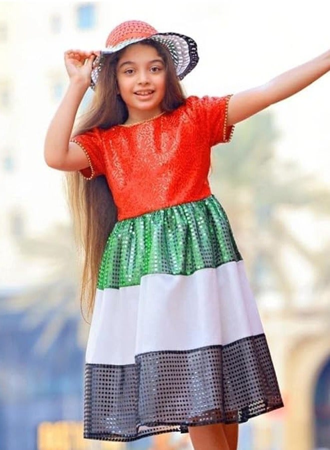 Lamora Glitters Traditional UAE National Day Flag Dress  - Image 2