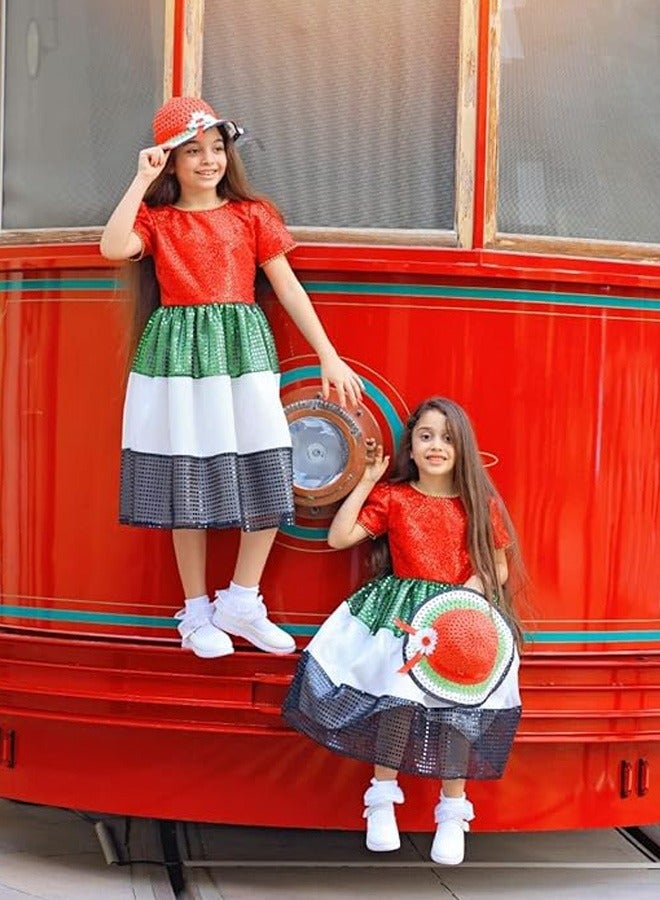 Lamora Glitters Traditional UAE National Day Flag Dress  - Image 3