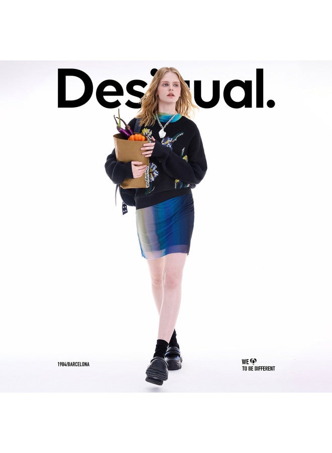 DESIGUAL [موضة إسبانية فاخرة] 25 سترة نسائية محبوكة مزخرفة بأزهار جديدة لخريف وشتاء - Image 3