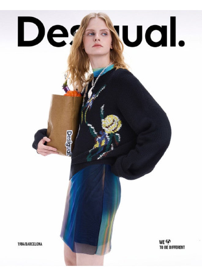DESIGUAL [موضة إسبانية فاخرة] 25 سترة نسائية محبوكة مزخرفة بأزهار جديدة لخريف وشتاء - Image 1
