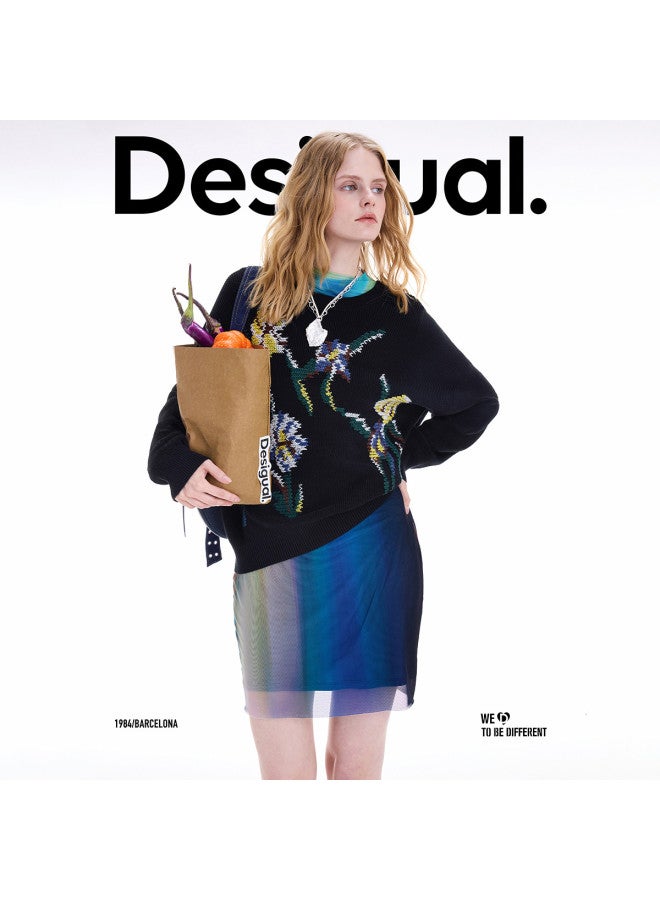 DESIGUAL [موضة إسبانية فاخرة] 25 سترة نسائية محبوكة مزخرفة بأزهار جديدة لخريف وشتاء - Image 5