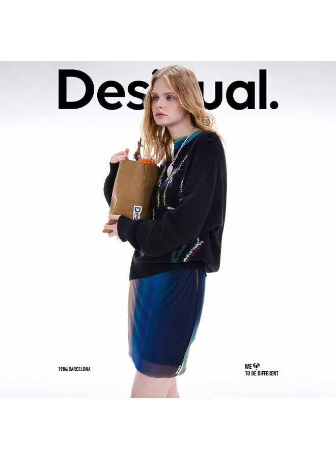 DESIGUAL [موضة إسبانية فاخرة] 25 سترة نسائية محبوكة مزخرفة بأزهار جديدة لخريف وشتاء - Image 4