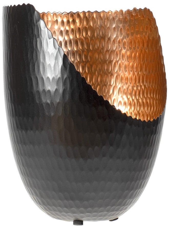 Red Co. Modern Round Decorative Hand-Hammered Slant-Cut Centerpiece Bowl for Home and Kitchen Décor, Black/Copper, Large - 10 Inches - Image 3