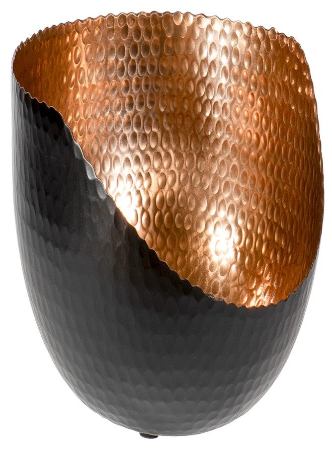 Red Co. Modern Round Decorative Hand-Hammered Slant-Cut Centerpiece Bowl for Home and Kitchen Décor, Black/Copper, Large - 10 Inches - Image 1