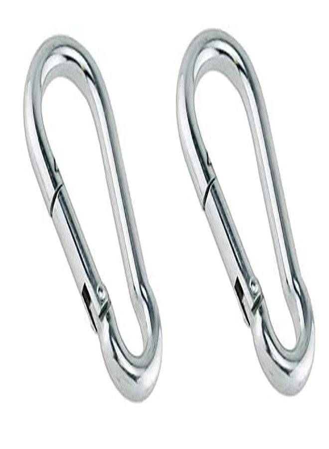 Pups&Pets Heavy Duty Safety Hook Eye Clasp - Spring Pet Buckle, Key Chain for Linking Dog Leash Collar, DIY Project - Silver (Pack of 2) - Image 1