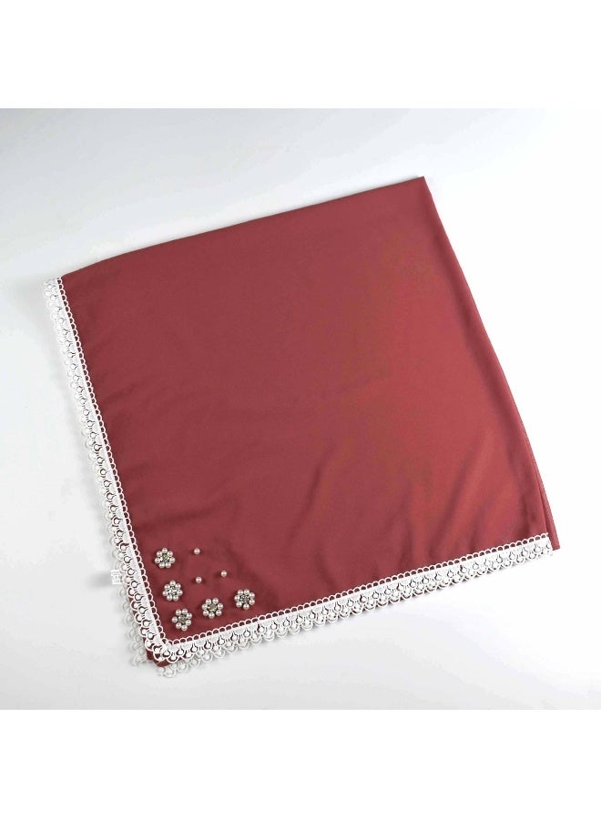 Muslim Pearl Chiffon Square Scarf - Elegant and Lightweight Design