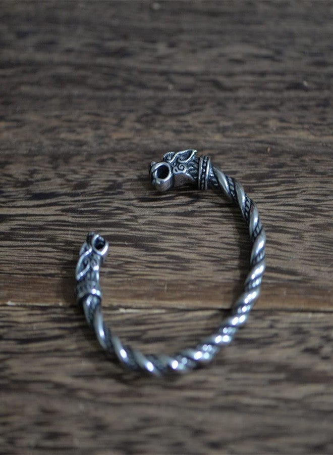 LANGHONG Norse Viking Bracelet For Men Talisman Jewelry Stainless Steel Wolf Head Men's Cuff Bracelets, Arm Rings, Gift For Men - Image 5